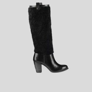 UGG Leather knee-high Sheep Black boots BRAND NEW size 6